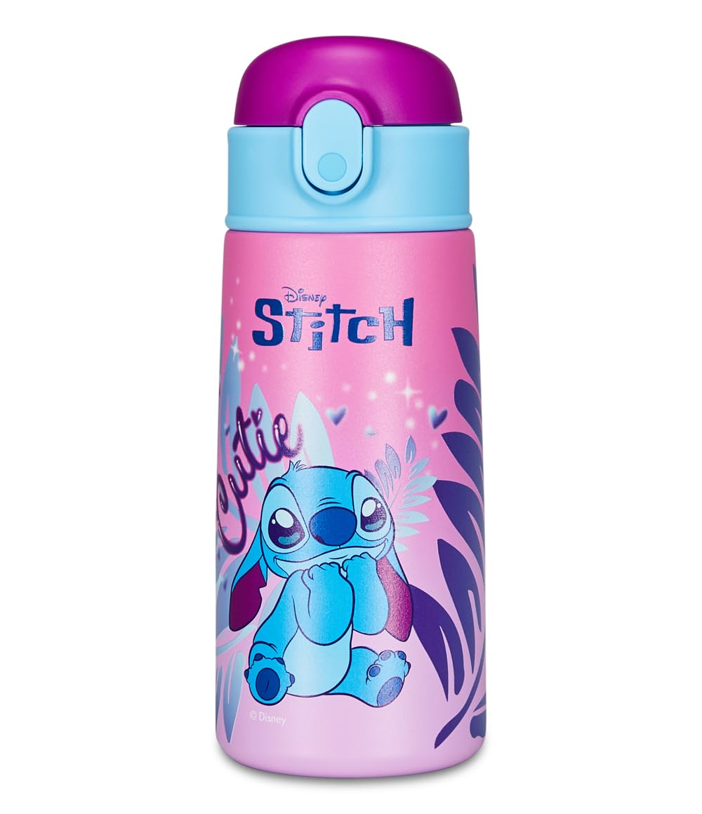 SEVEN LILO & STITCH Thermal Water Bottle for Children with Straw 460 ml No PBA – Kindergarten, Elementary School – Stainless Steel, Temperature Maintenance up to 24 Hours