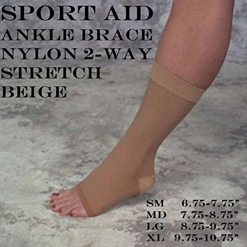 Sportaid Ankle Brace, Nylon Two-Way Stretch, Beige color, Size: Small - 1 ea by SportAid