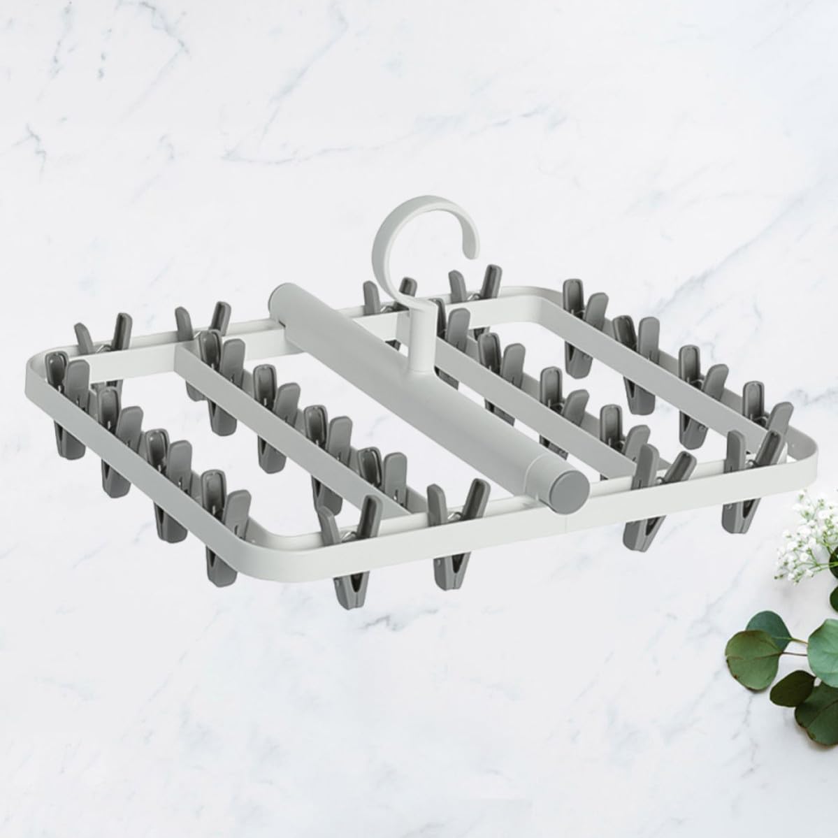 Plastic Windproof Drying Rack Foldable Clothes Pin Holder for Socks