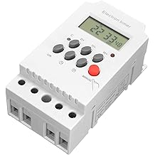 Mistaha AC 220V 25A Digital Programmable Timer Din Rail Electronic Timer Time Switch Controller, Clock with LCD Display