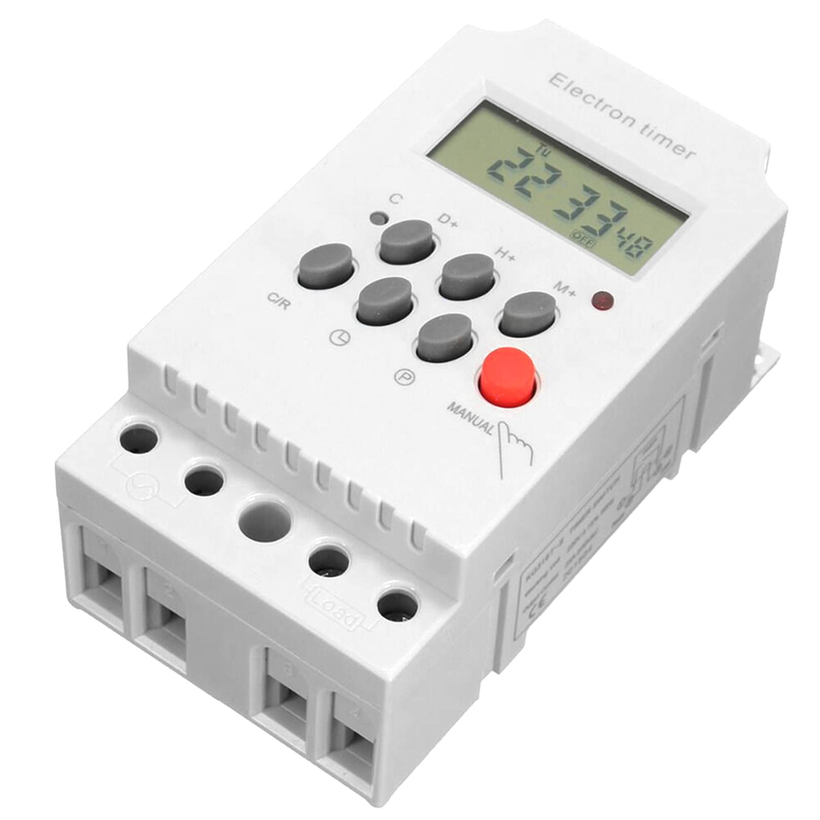 OUNA Electronic Timer,AC 220V 25A Digital Programmable Timer Din Rail Electronic Timer Time Switch Controller wi L Display Clo
