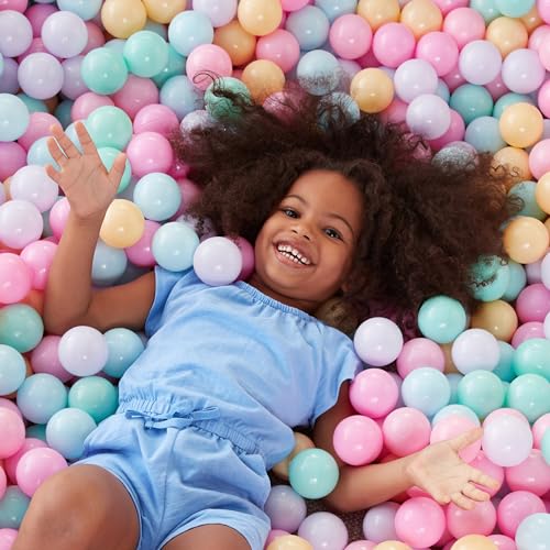 Image of Amazon Basics BPA-Free Ball Pit Balls with Storage Bag, Crush-Proof Plastic for Toddlers Kids 12+ Months Play, 6 Pastel Colors, 1000 Count