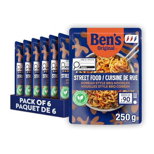 BEN'S ORIGINAL STREET FOOD Korean BBQ Style Noodles Entrée for 1, 250 g, 6PK Case