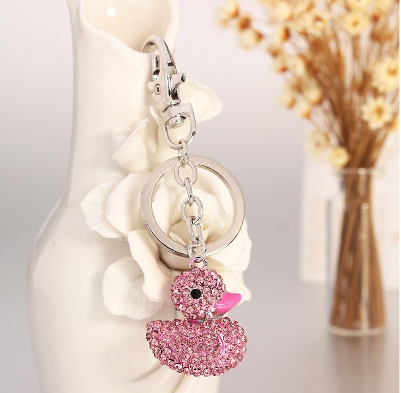 Cute Rubber Duck Keychain Happy Duck Rhinestone Crystal Wallet Keychain Gift for Women image 5