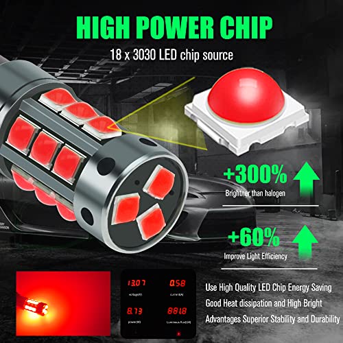 Yeoro 2Pcs Ac/Dc 9-36V Ba9S Led Bulbs White,600Lm Ba9 Ba9S 53 57 1895 64111Led Car Ligh Bulbs Super Bright 3030 18-Smd Chips For Car Interior Dome Map License Plate Glove Box Light. (Ba9/Ba9S, Red) #TOP2