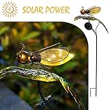 Bee on the Leaf-HAPJOY Garden Solar Lights Outdoor,Metal Solar Pathway LED Decorative Stakes Yard Decor Waterproof for Patio Lawn Walkway
