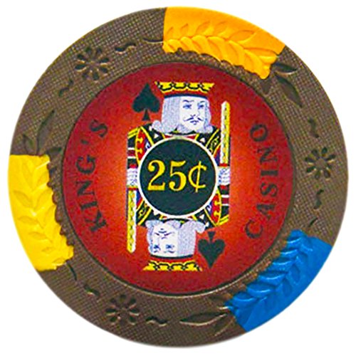Brybelly King’s Casino Premium Poker Chip 14-gram Heavyweight Clay Composite – Pack of 50 ($0.25 Brown)