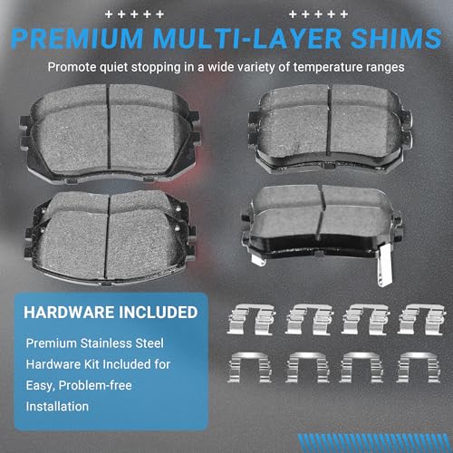Image of Brake Pads Front and Rear Compatible with Hyundai Tucson, Kia Cadenza Sportage Automotive Replacement Brake Pads Semi-Metallic D1295 D1157