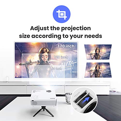 VicTsing WiFi Projector, 4200L Wireless Bluetooth Mini Projector with Tripod, 1080P 170'' Display Supported, Compatible with TV Stick, PS4, DVD, Portable Projector for Home Entertainment - Thumbnail 5