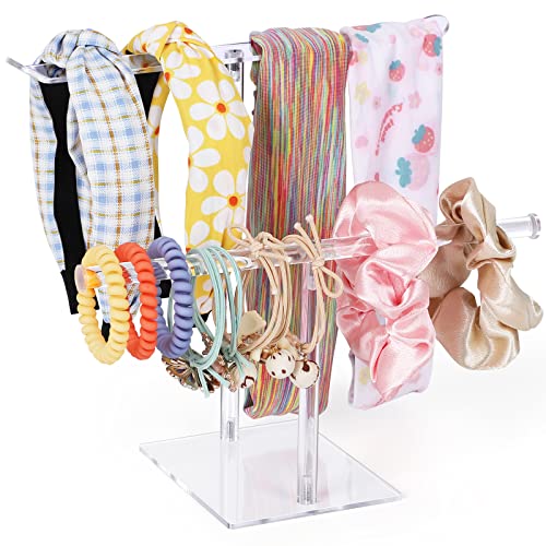 Headband Holder Scrunchie Holders Acrylic, Clear Hair Ties Stand Organizer, Headband Display Stand, Scrunchie Storage Organizers, Hair Accessories Organizer for Women and Girls