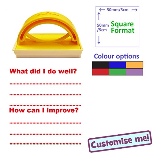 What did I do well ? / How can I improve? Stamp - Large 5x5 Format School Stamp. Choice of Ink Colour (Red)