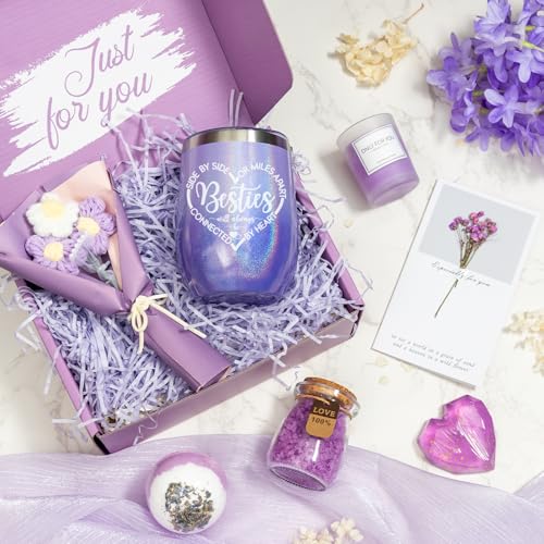 Bestie Gifts for Women, Best Friends Birthday Friendship Gift Ideas Box for Female Bff Soul Sister Bestfriend, Work Bestie Tumbler Set Self Care Get well soon 7pcs basket for Christmas, Mothers Day - Image 3