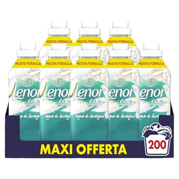 Lenor Elisir Ammorbidente Lavatrice Concentrato, 200 Lavaggi (8X25), Sogno Di Sardegna, Freschezza Di Lunga Durata E Morbidezza Di Origine Vegetale, Lenzuola Profumate Fino A 1 Settimana