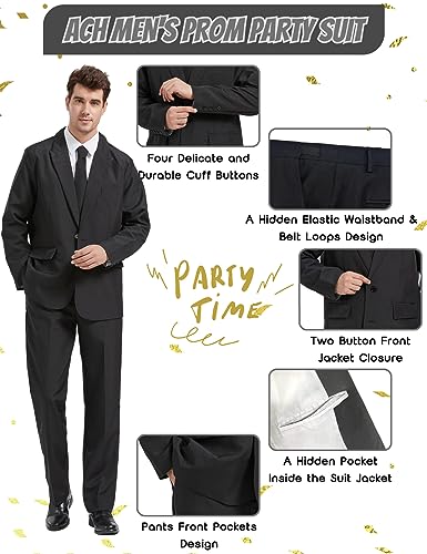 Ach Mens Suit Black White Red Purple Orange Green Suits For Men 3 Piece Halloween Prom Party Leisure Costume Outfit Jacket Tie Pants L thumb #4