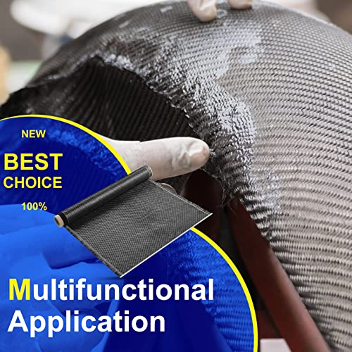 Treela 1 Pcs 4.17ft x 12" Carbon Fiber Cloth Roll, 2 x 2 Plain Weave-3k/220g Fabric for Structural Reinforcement on Concrete Walls, Basements, Boats