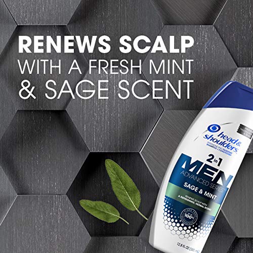 Head And Shoulders Shampoo For Men, Men Advanced Series Sage And Mint 2-In-1 Shampoo And Conditioner, 12.8 Fl Oz, Pack Of 6 #TOP1