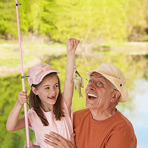 Image of PLUSINNO Kids Fishing Pole with Spincast Reel Telescopic Fishing Rod Combo Full Kits for Boys, Girls, and Adults (Pink, 120cm 47.24In)