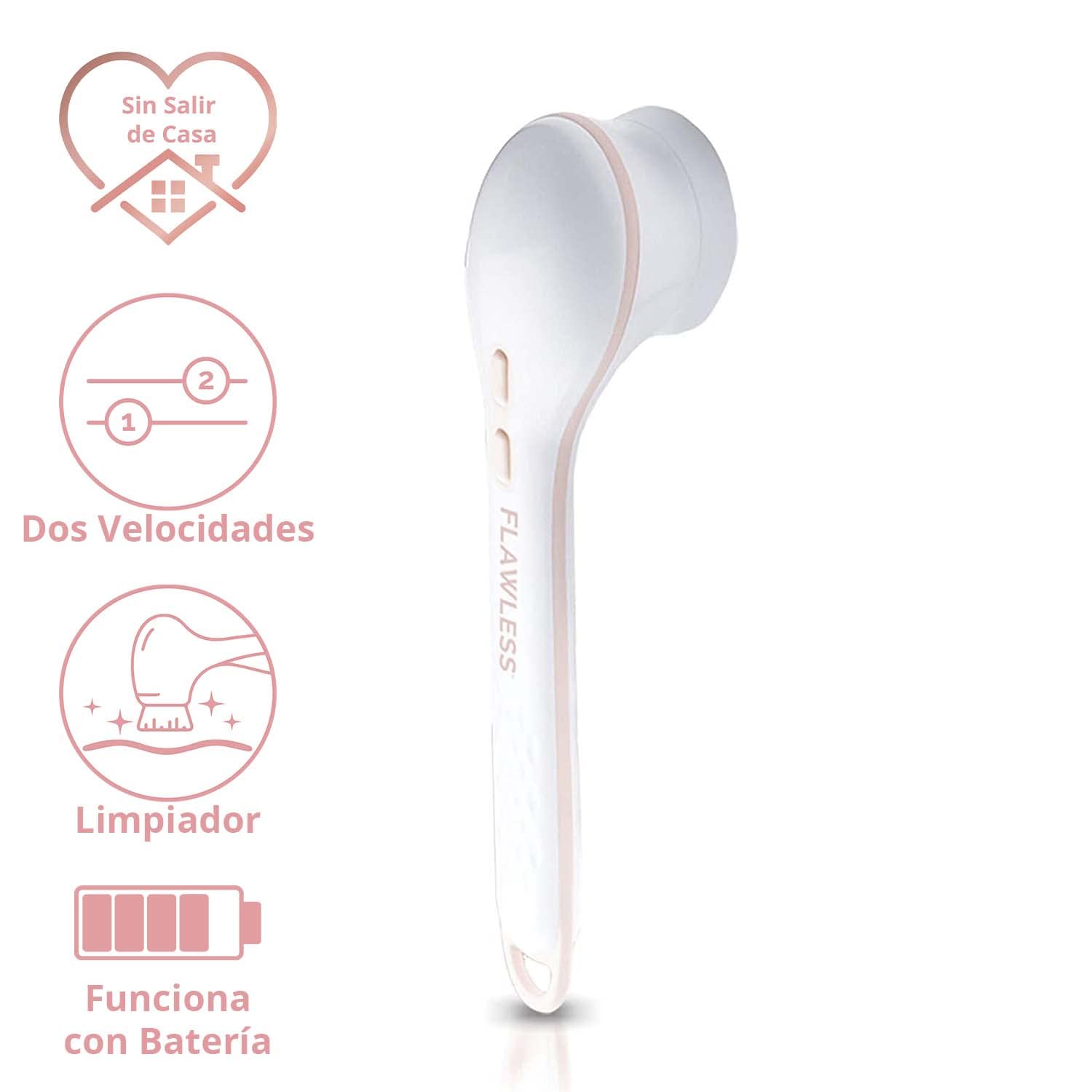 Finishing Touch Flawless Cleanse Spa - Cepillo Eléctrico Corporal Limpiador y Exfoliante, con 3 Cabezales Multiusos para Experiencia Spa