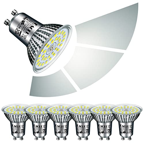 EACLL GU10 LED Bulbs 3-Step Dimmable 3-Brightness, 10W 6000K Cool White, Pack of 6, 940lm Equivalent 125W Halogen Spotlight