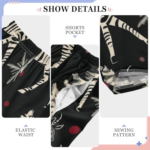 Zebra Xmas Tree Boys Long Pants Soft Trousers Elastic Waist Kids Lounge Bottoms with Pockets S-XL4