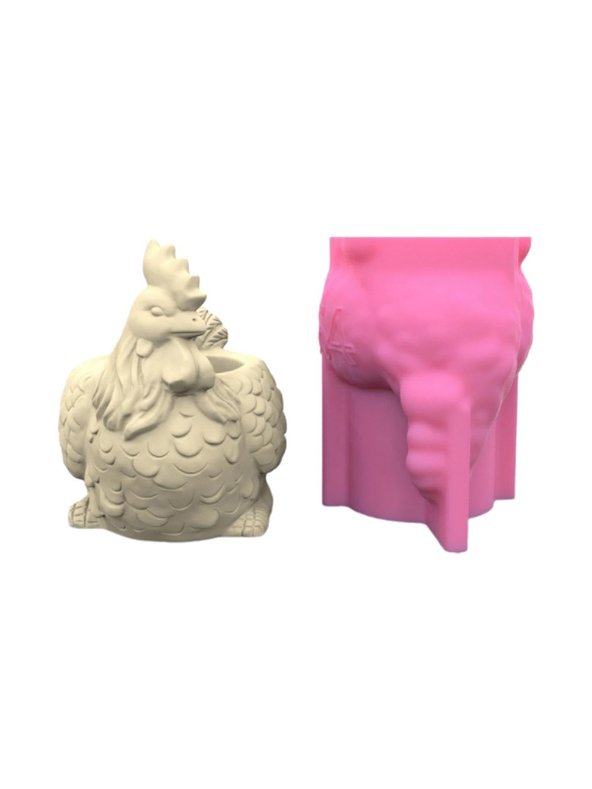 YROHGKPNSilicone Concrete Mold for Flowerpot, Rooster Shape Vase Mould, Reusable Cement Planter for DIY Home & Garden Decor
