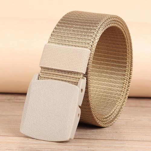 Image of Tactical Nylon Web Belt, Black, Lightweight Plastic Buckle, No-Snag Design, Airport-Friendly, 120cm