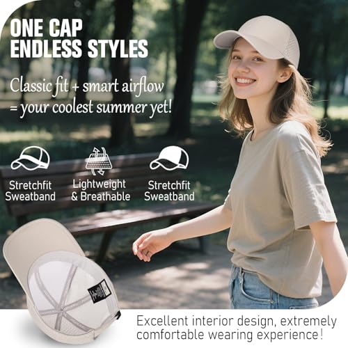 Image of AOPREL Baseball Cap Breathable Mesh Golf Hat Quick Dry Adjustable Baseball Hats for Men and Women Sport Running Workout