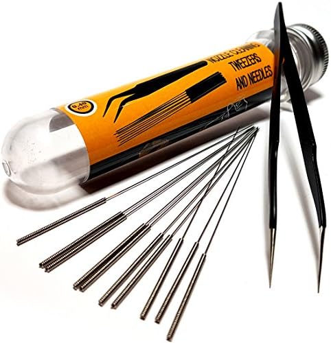3D Printer Nozzle Cleaning Kit - 0.4mm Needles and Tweezers Toolkit - Stainless Steel Nozzle Cleaning Tool Kit - Alternative for 0.4mm Drill Bits for 3D Printer - Set of 11