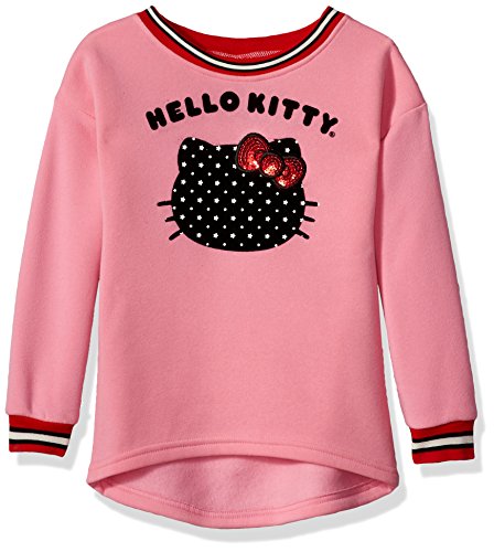 Hello Kitty Girls' Toddler Sweatshirt with Sugar Glitter Flocking and Fashion Rib, Pink, 3T
