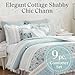 Madison Park Dawn 100% Cotton Shabby Chic Comforter Set-Modern Cottage Design All Season Down Alternative Bedding, Matching Shams, Bedskirt, Decorative Pillows, King(104