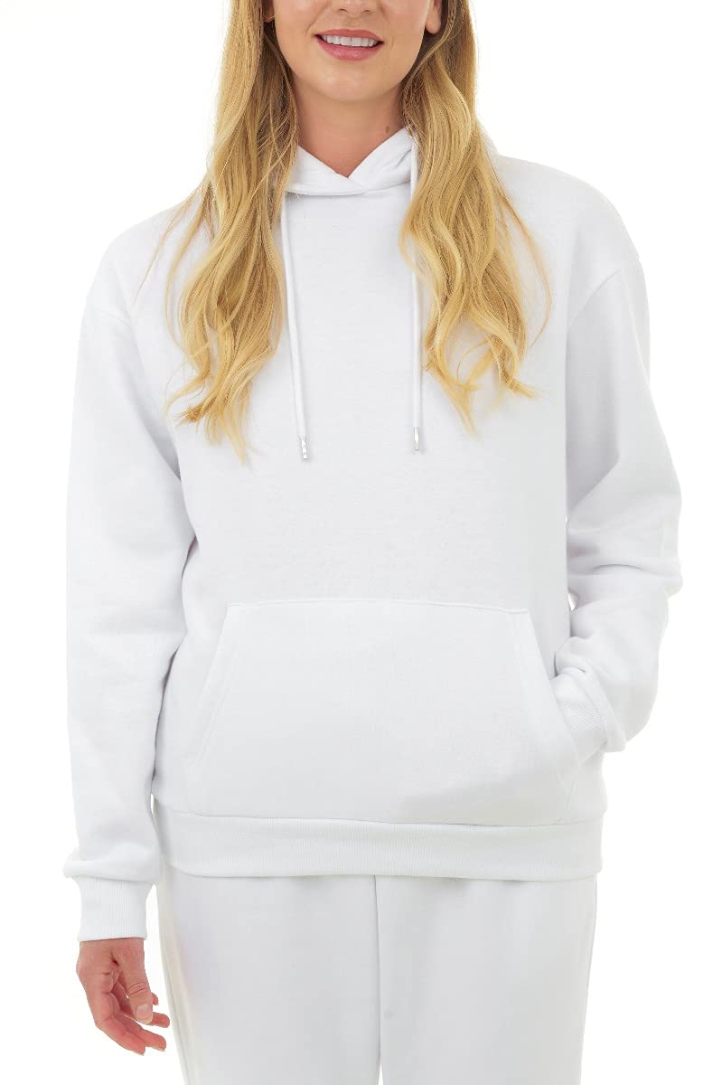 M17 Womens Ladies Recycled Oversized Hoodie Soft Cosy Sweatshirt Hooded Top Long Sleeve Pullover with Pocket (XS, White), 5056242845065