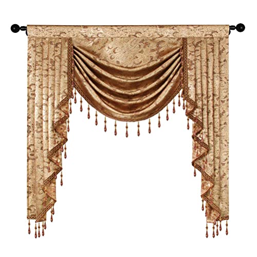 Elkca European Curtain Valances For Living Room Luxury Window Curtains For Bedroom, Rod Pocket (W39Inch,1 Panel) #TOP7