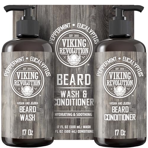 Viking Revolution Beard Wash & Conditioner Set w/Argan & Jojoba O...