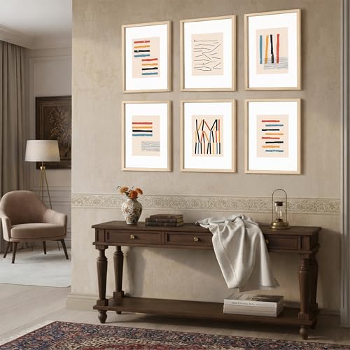 Image of NoWorries Modern Art Wall Frames for Home Decoration - Wall framed poster art prints /Wall paint9ings for living room decor (Pattern-Minimal art) Set of 6 (10x13inches Multicolor) (ART-5)