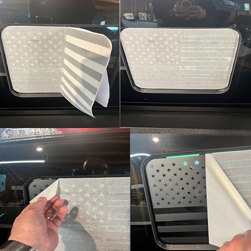 Image of for Dodge Ram 2009 to 2024 American Flag Decals Stickers for Truck Back Middle Window, USA Flag Vinyl Sticker Exterior Accessories(Matte Black)
