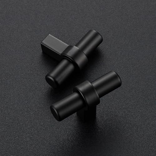 Image of Ravinte 5 Pack Single Hole Cabinet Pulls Matte Black Kitchen Cabinet Hardware Cupboard Handles with Square Base 2 inch Length