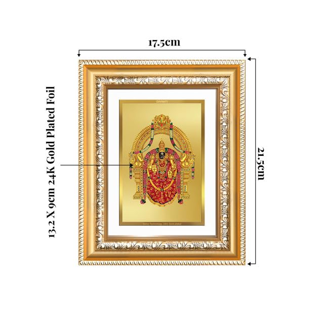 Image of DIVINITI Goddess Padmavati 24K Gold Plated Foil Wall and Tabletop Photo Frame for Home Decor, Puja Room, Luxury Gifting | DG Frame 112 S2 (21.5x17.5 CM)