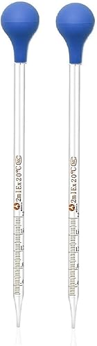 (2 unidades) cuentagotas de vidrio graduado para medicina con pipetas de laboratorio con tapa de goma azul y escala (0.1 fl oz (paquete de 2)