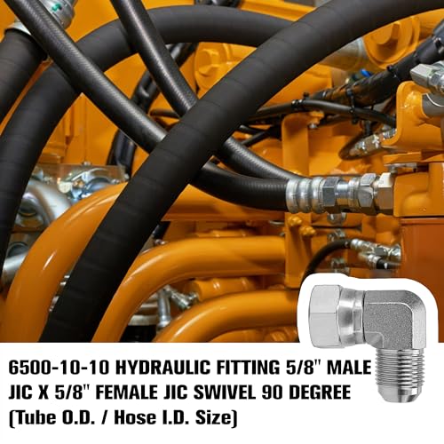 Image of 6500-10-10 Replacement Hydraulic Fitting 90 Elbow 5 /8 inch JIC (7 /8 inch-14 thread) Male x 5 /8 inch JIC (7 /8 inch-14 thread) Female Swivel Carbon Steel