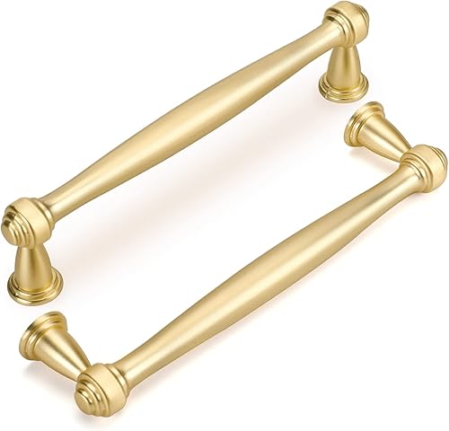 goldenwarm 10 tiradores dorados de cajones de 5 pulgadas, manijas de gabinete doradas, herrajes de latón para cocina, manijas de cajón doradas