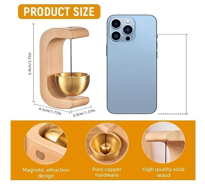 Image of White Angel House Warming Gifts Aesthetic Home Decor Door Bell Without Wire Wind Chime House Decoration Items for Living Room Gift Items for Women Wooden Doorbell for Homes, Magnetic Hanging Bells