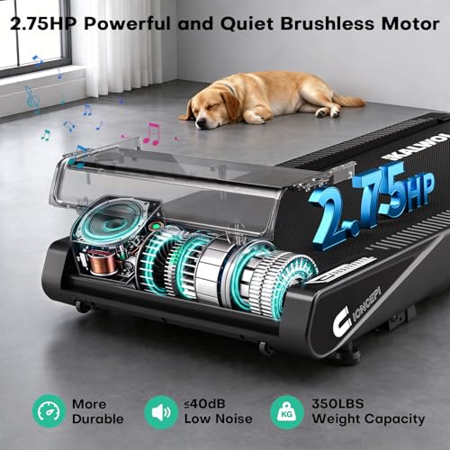 Image of 4-in-1 Walking Pad Treadmill with Speaker, 6.2MPH Walking Pad with 10% Incline, Under Desk Treadmills for Home with App Compatible, 2.75HP Brushless Drive, 12 HIIT Programs, 350 LB Weight Capacity