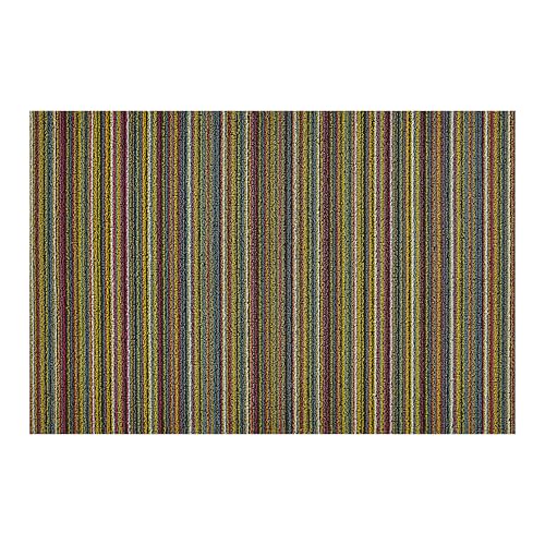 Chilewich Skinny Stripe Shag Mat - Premium Indoor/Outdoor Utility Rug for Entryway Bathroom Patio Kitchen - Waterproof Backing - Bright Multi - 2 x 3