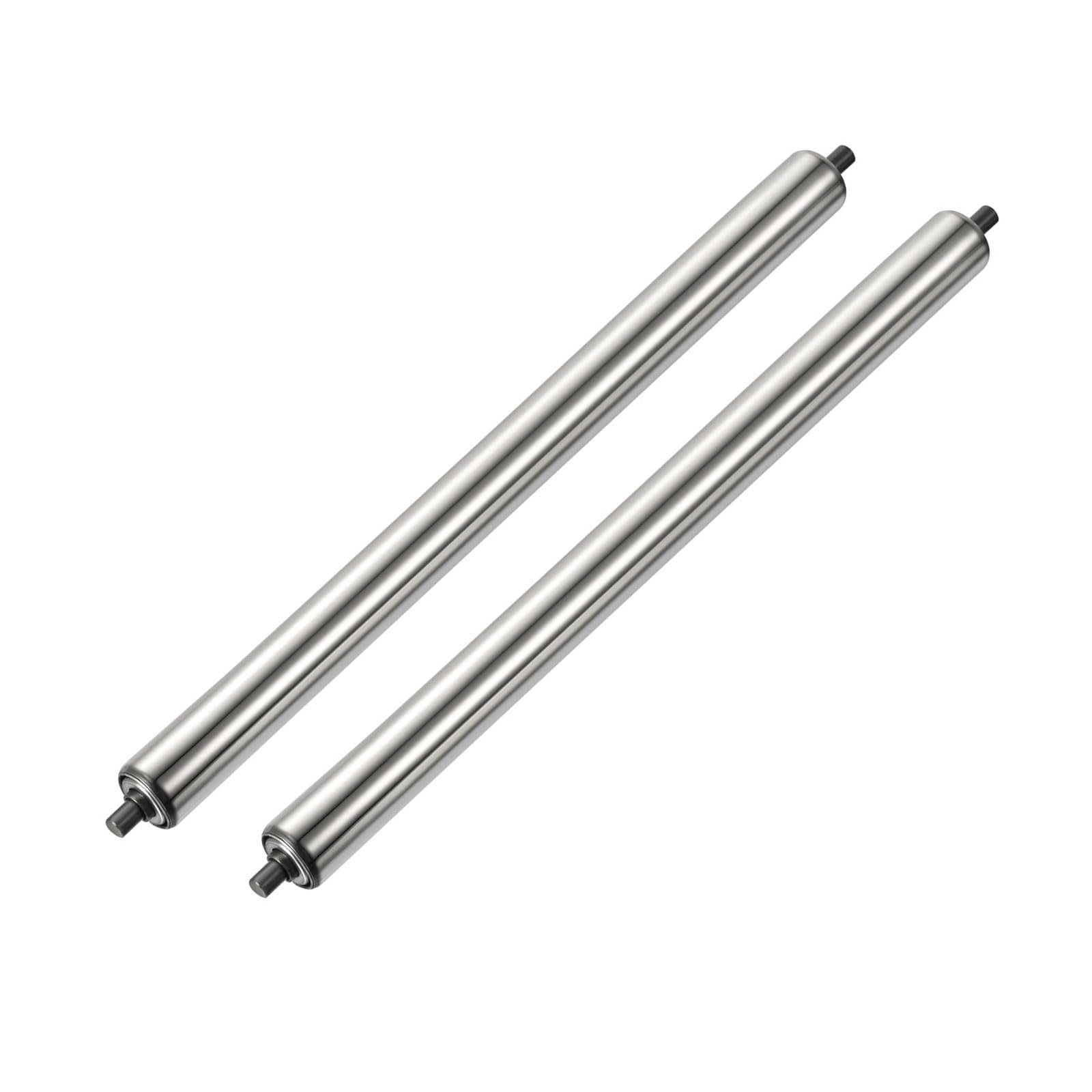 YOKIVE 2 Piezas Rodillo Transportador, Rodillo de Acero Inoxidable de Repuesto | Movimiento Suave, para Uso en Fábricas, Almacenes (Plata, Diámetro de 1.5", Longitud de 24")