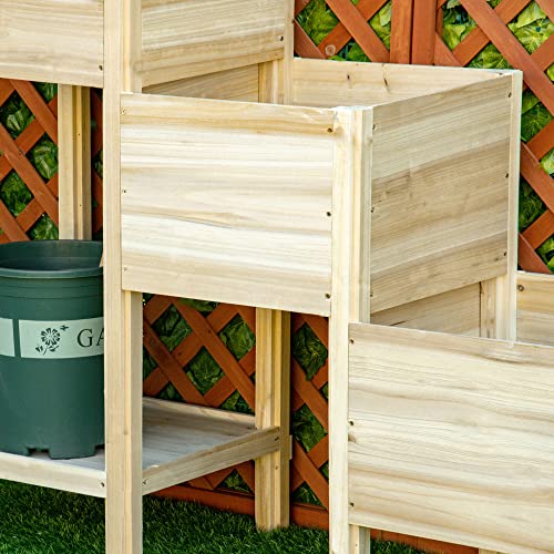 Outsunny 3-Tier Raised Garden Bed With Storage Shelf, Wooded Elevated Planter Boxes, Plant Stand, For Vegetables, Herb And Flowers #TOP7