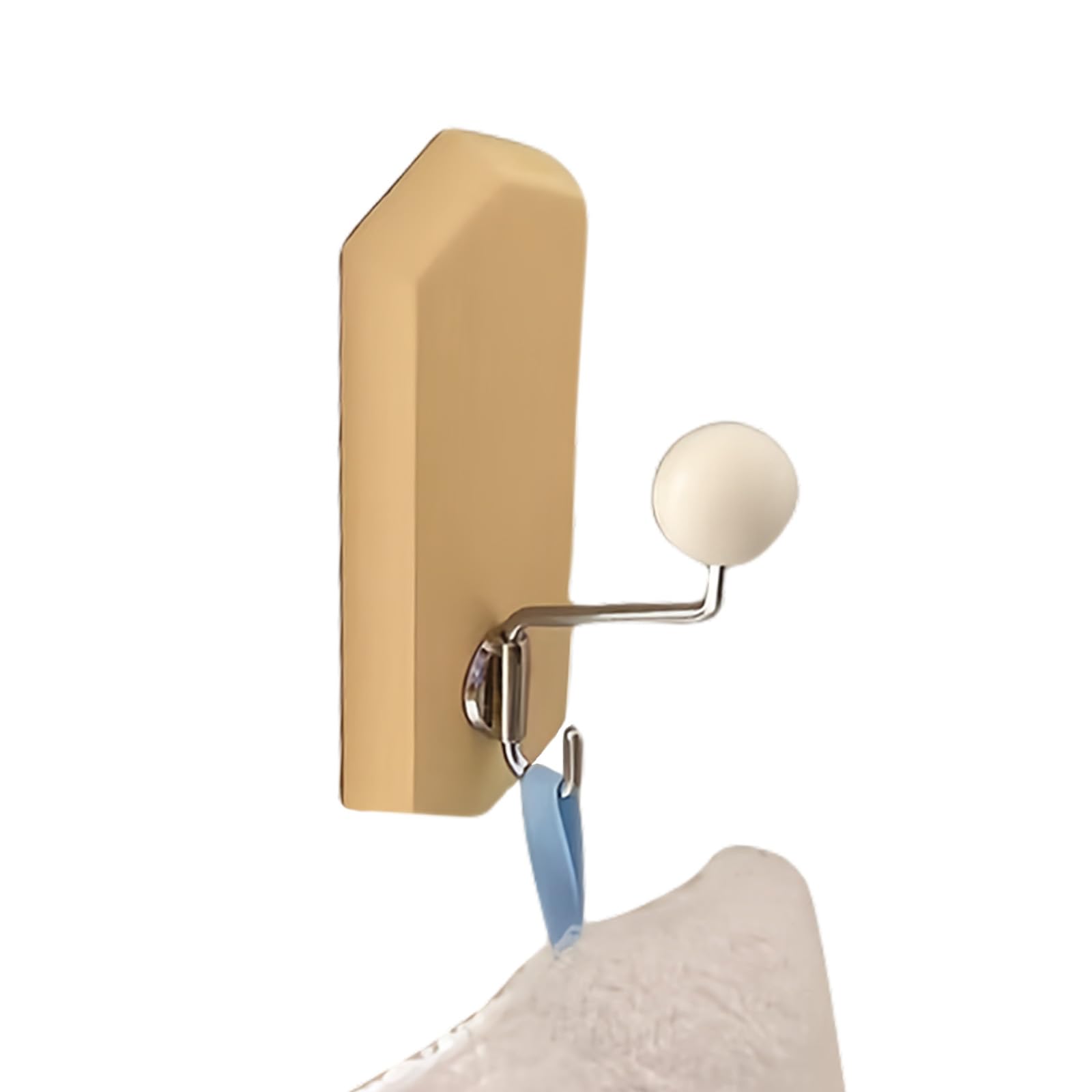 Zbiianxer Yellow Instants Mount Beechwood Hook With Strong Technology Hold On Metal Surfaces Without Tool Required Wood Wall Mounted Hook