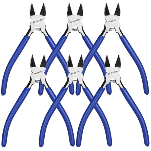 Image of WORKPRO 6 Pack Wire Cutters, 6 Inch Precision Flush Cutters, Side Cutters
