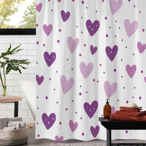 LMYCHENG Cortina de Ducha con Estampado romántico de San Valentín, con Ganchos, decoración de baño, Cortina divisoria para bañera, 183 x 183 cm/72 x 72 Pulgadas