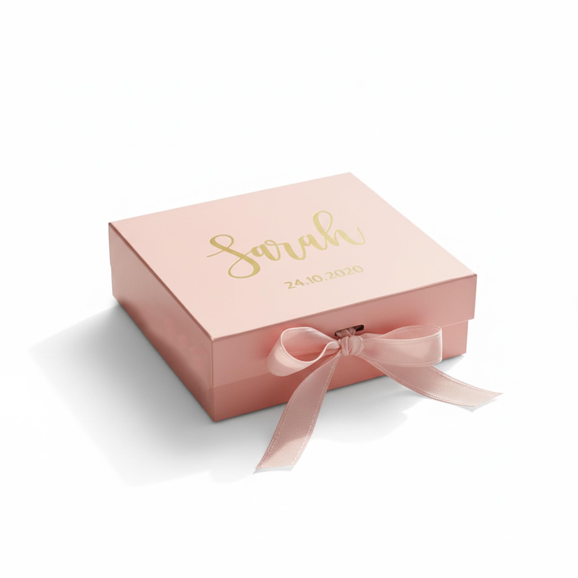 Pink Positive Personalised Gift Box with Real Foil Name, Custom Gift Box Ideal for Bride, Bridesmaid, Birthdays (Pink Ribbon)