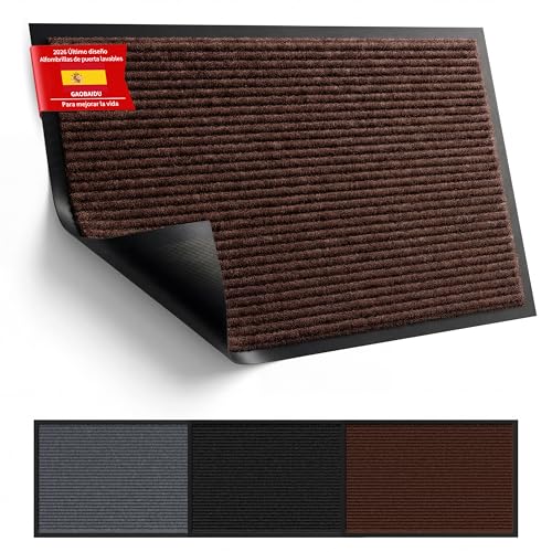gaobaidu Felpudo Entrada，Alfombra Entrada Antideslizante, Felpudo de Entrada Absorbentes Lavable,Tapete Entrada para Puerta, Pasillo, Jardín, Interior y Exterior (marrón, 45x75cm)